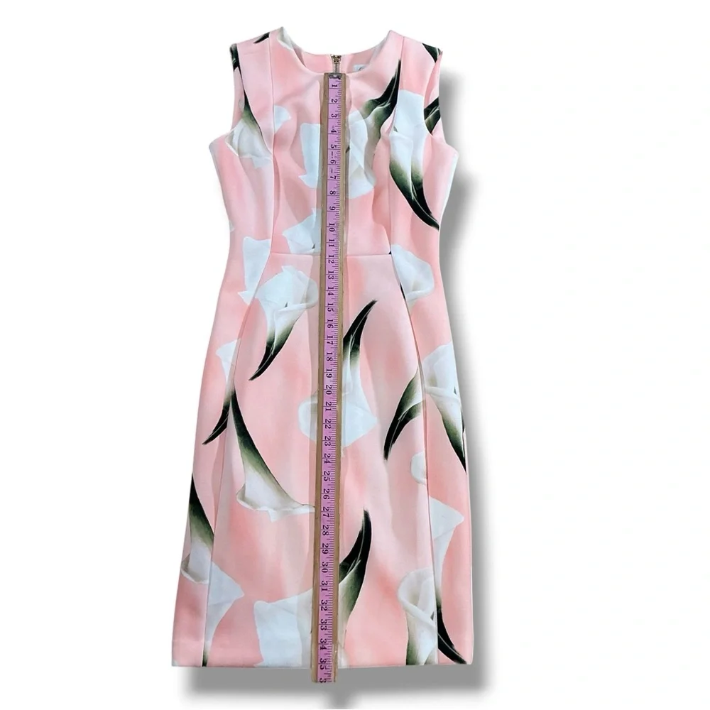 Sleeveless Pink Calla Lily Midi Dress - Picture 7 of 12